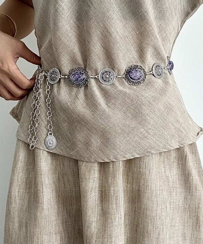 Bohemian Purple Metal Alloy Hollow Out Tassel Body Chain