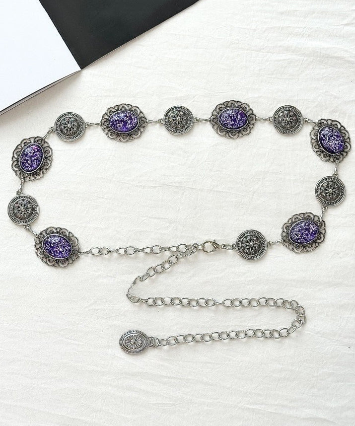 Bohemian Purple Metal Alloy Hollow Out Tassel Body Chain