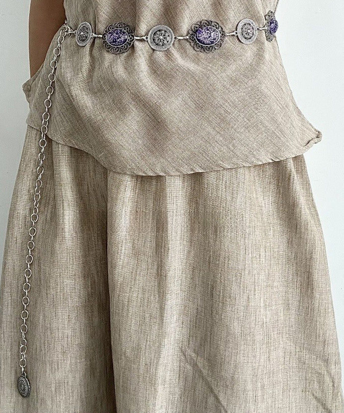 Bohemian Purple Metal Alloy Hollow Out Tassel Body Chain