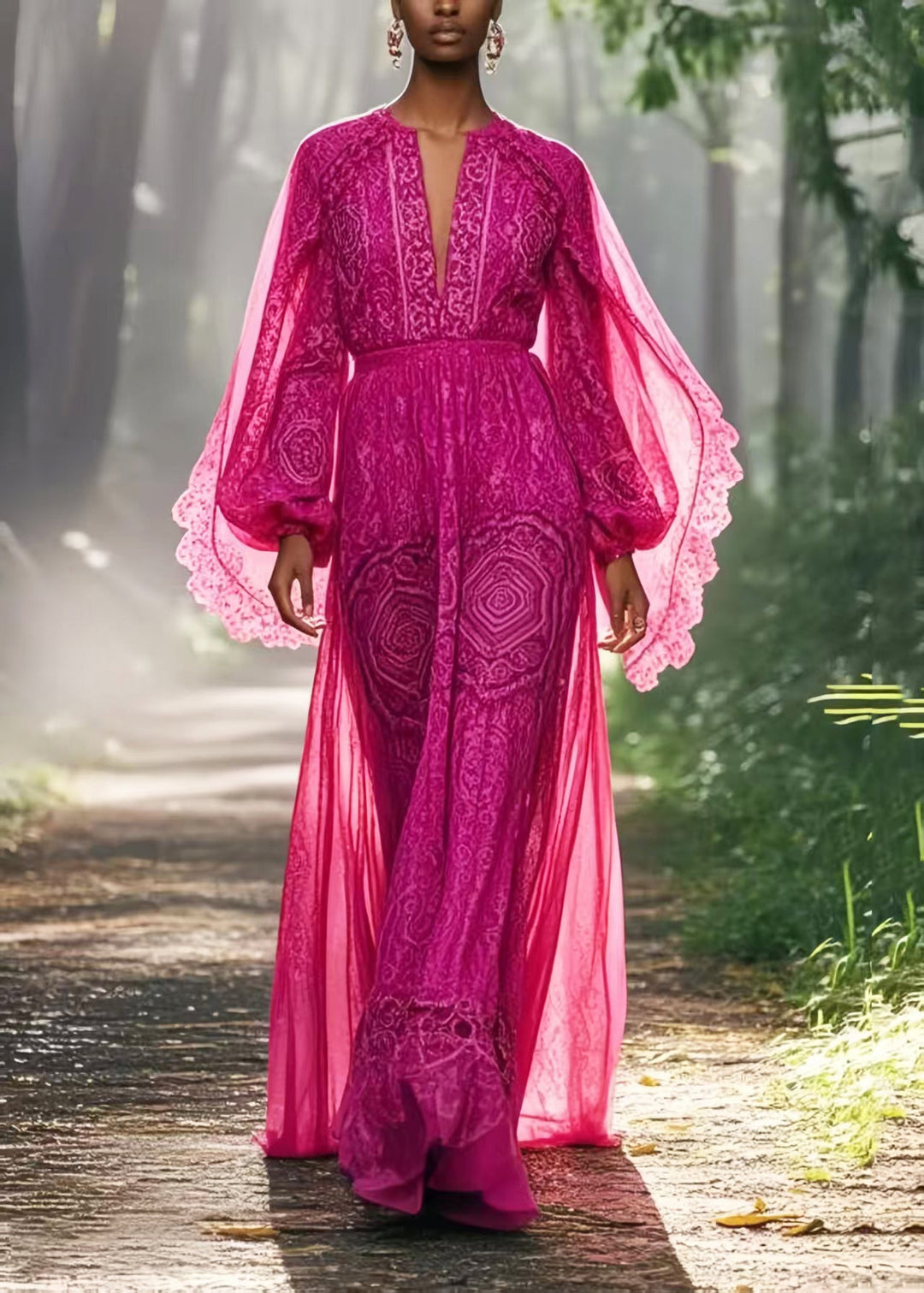 Bohemian Purple Print Chiffon Holiday Dress Spring