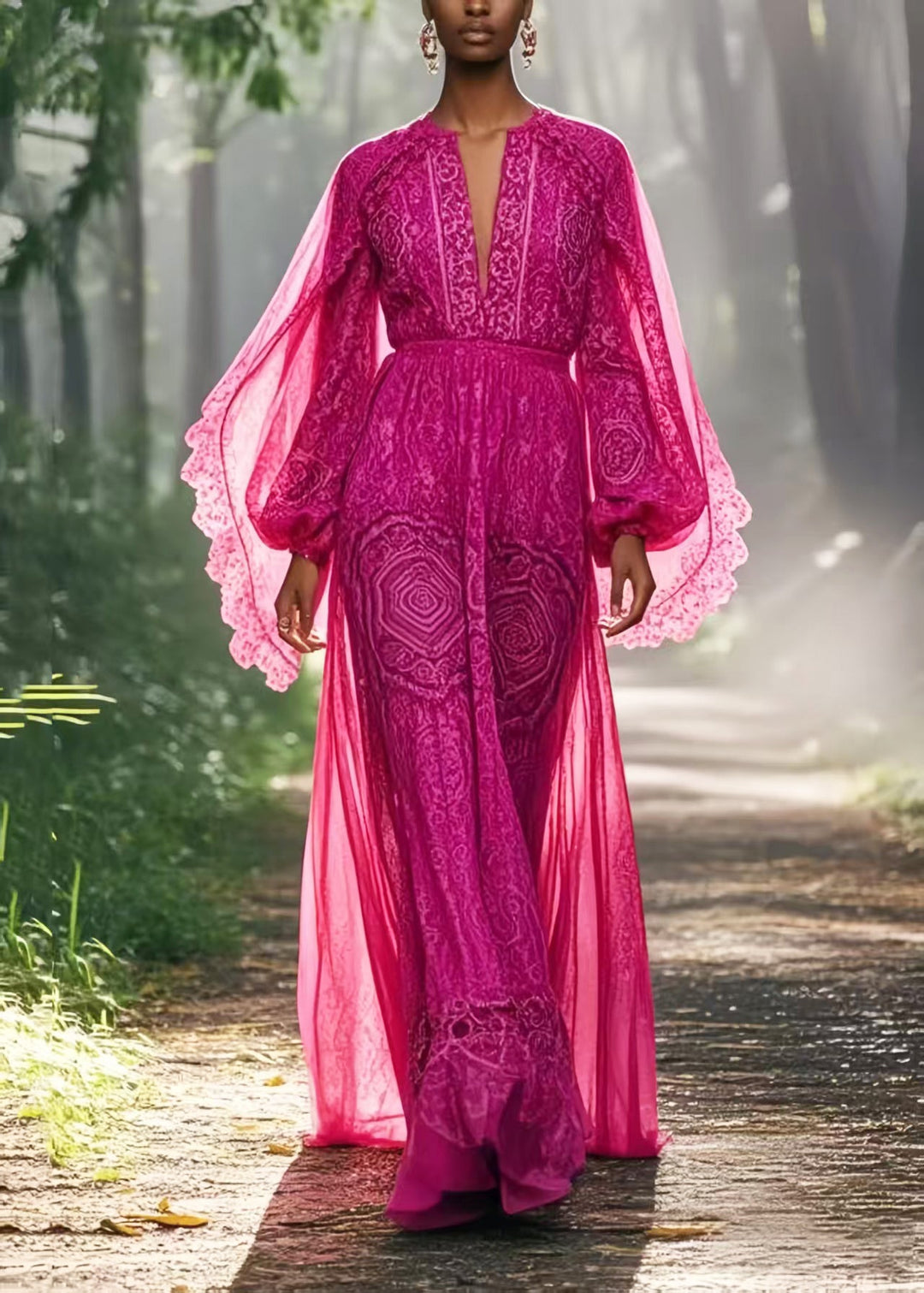 Bohemian Purple Print Chiffon Holiday Dress Spring