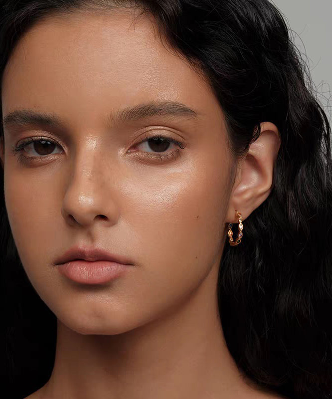 Bohemian Rainbow Copper Overgild Zircon Hoop Earrings