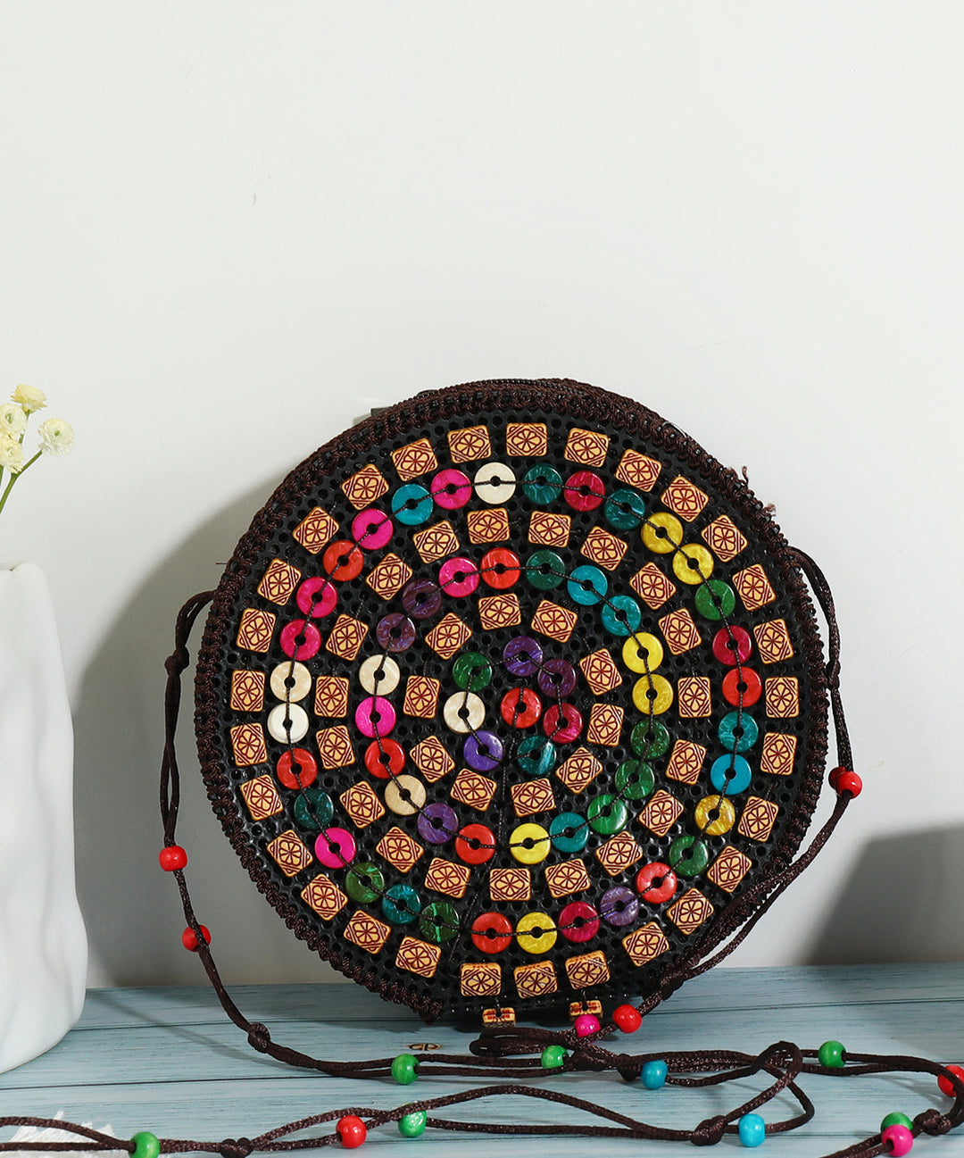 Bohemian Stylish Handicrafts Wooden Messenger Bag