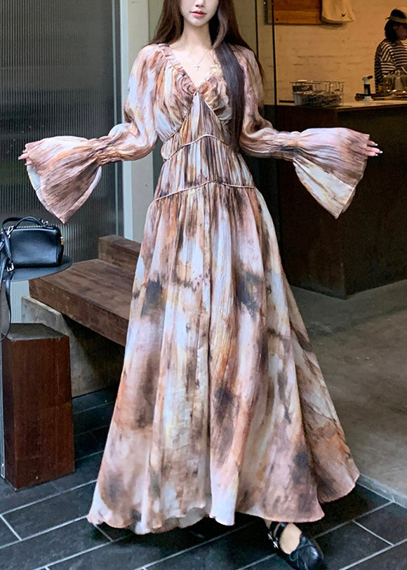Bohemian Tie Dye Long Dress And Spaghetti Strap Dress Two Pieces Set Spring