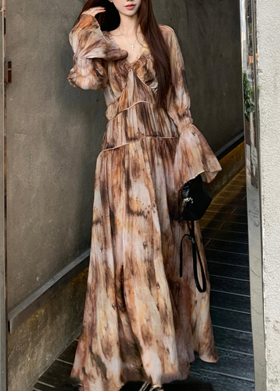 Bohemian Tie Dye Long Dress And Spaghetti Strap Dress Two Pieces Set Spring
