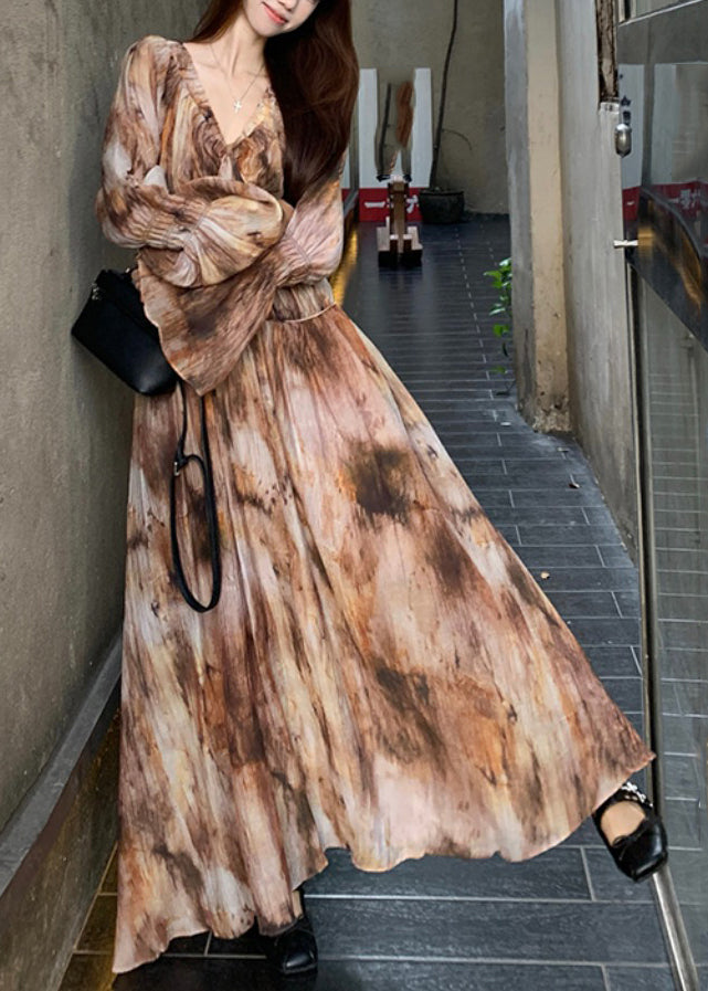 Bohemian Tie Dye Long Dress And Spaghetti Strap Dress Two Pieces Set Spring