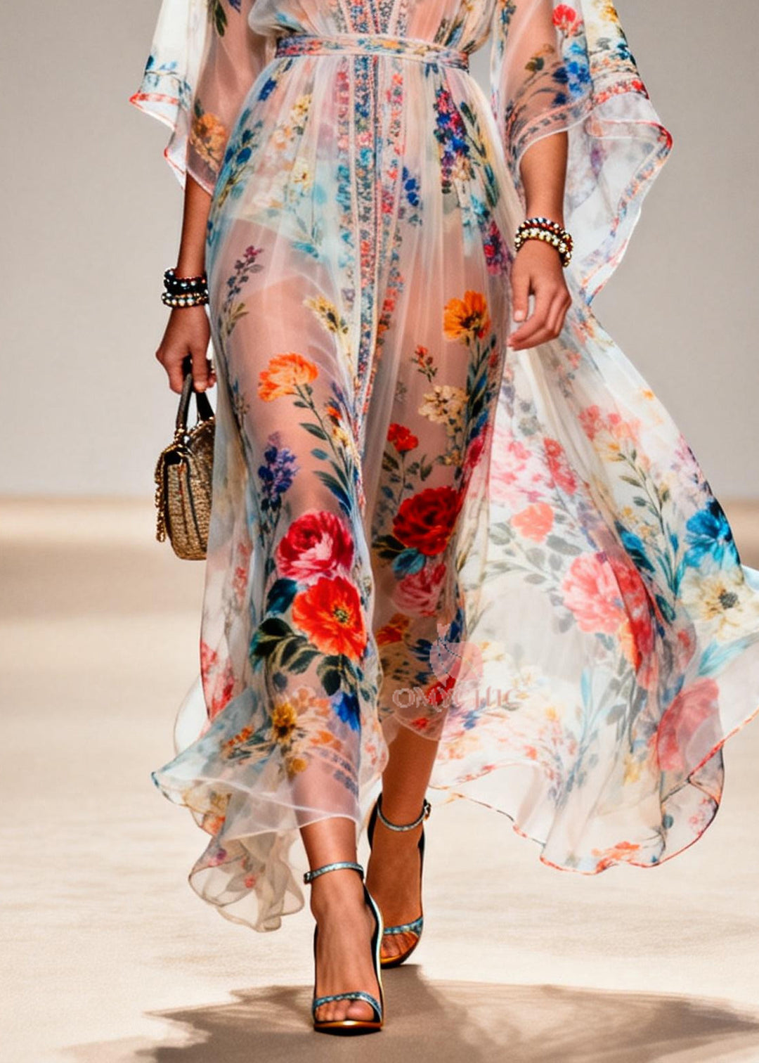 Bohemian Tunic Print Chiffon Sheer Dresses Summer