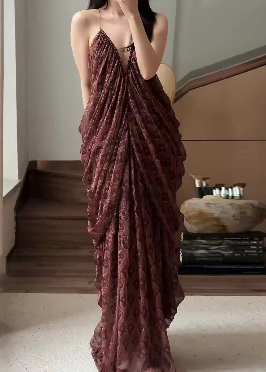 Bohemian V Neck Top And A Line Skirts Two Pieces Set Summer