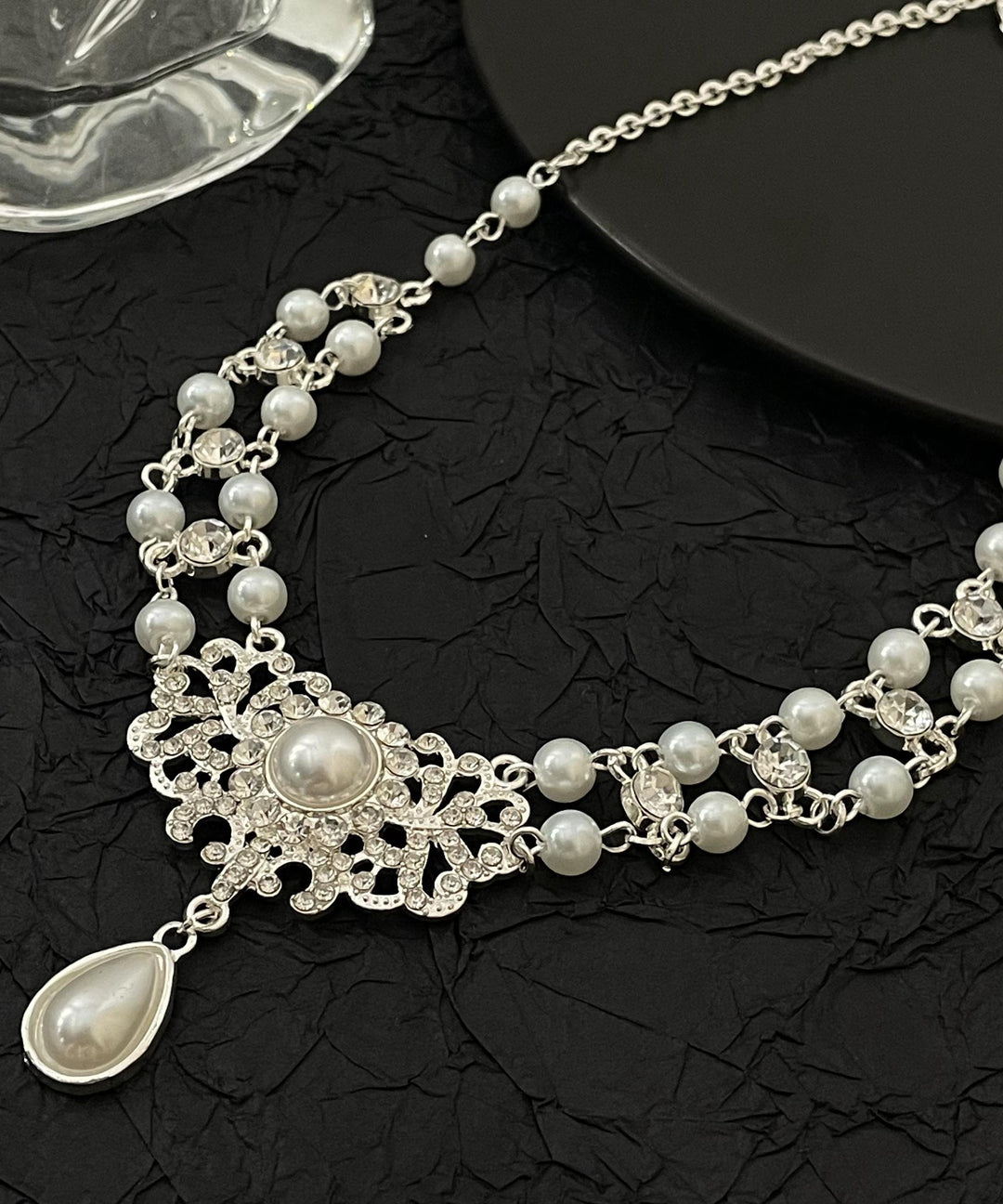 Bohemian White Alloy Zircon Beading Pendant Necklace