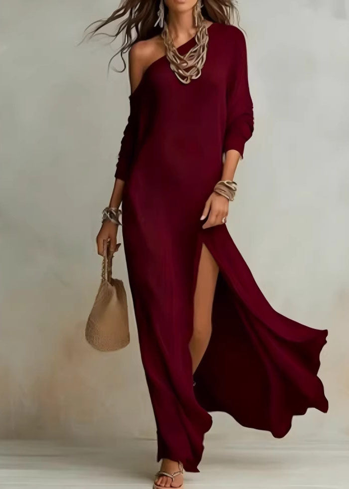 Bohemian White Cold Shoulder Side Open Cotton Maxi Dresses Summer