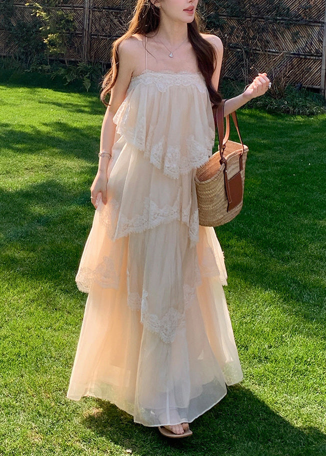 Bohemian White Exra Large Hem Patchwork Lace Sundress Summer