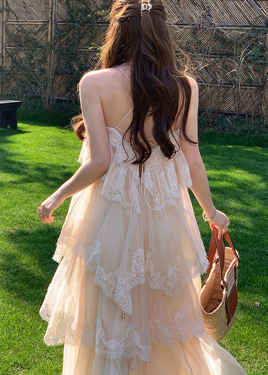 Bohemian White Exra Large Hem Patchwork Lace Sundress Summer