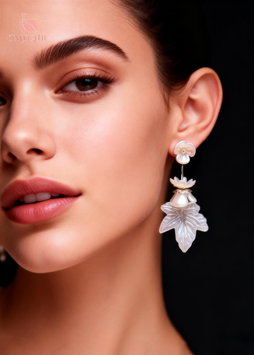 Bohemian White Leaf Flower Acrylic Drop Earrings