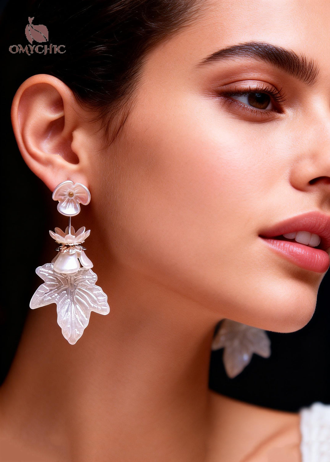 Bohemian White Leaf Flower Acrylic Drop Earrings