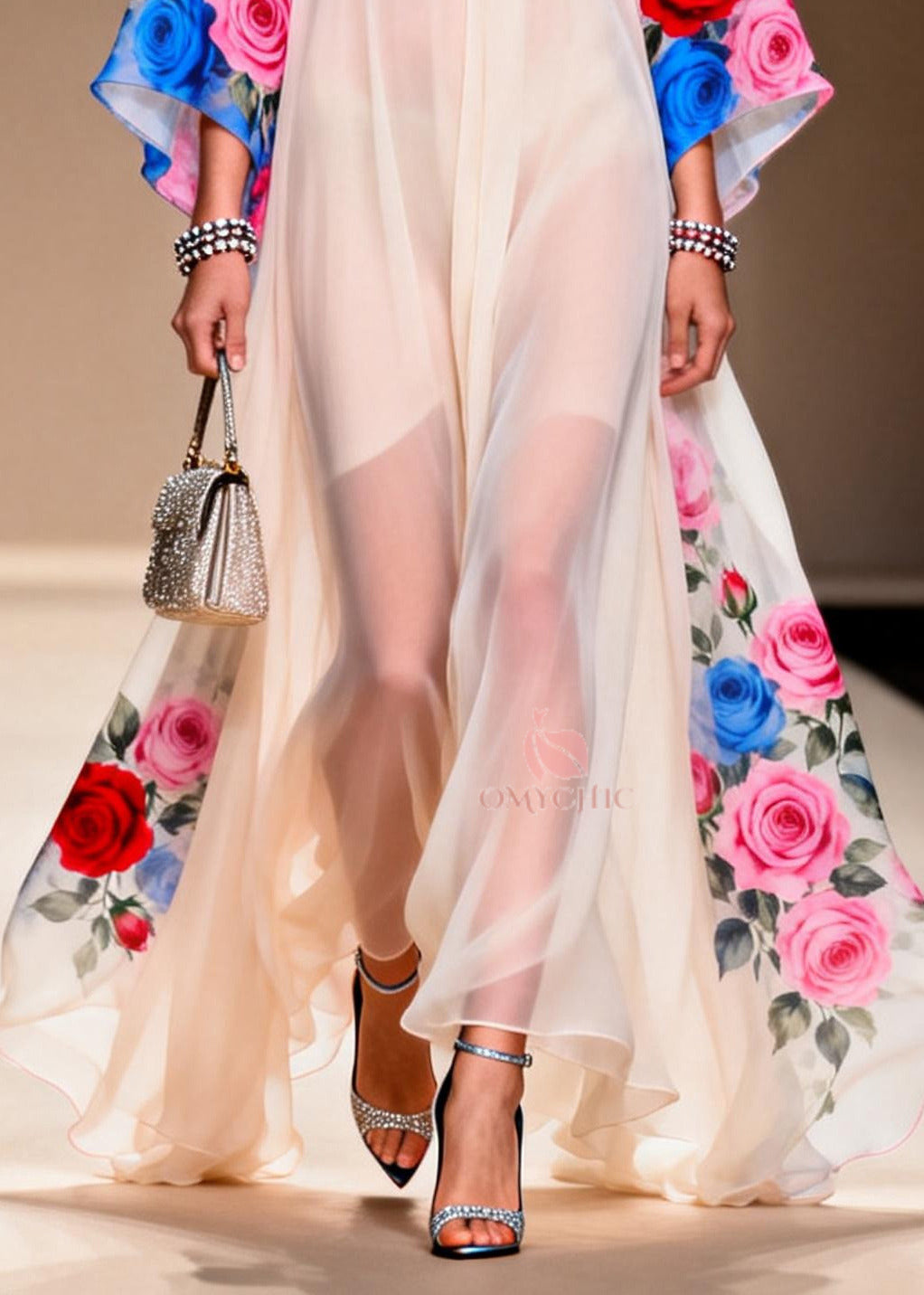 Bohemian White Oversized Print Chiffon Vacation Dresses Summer