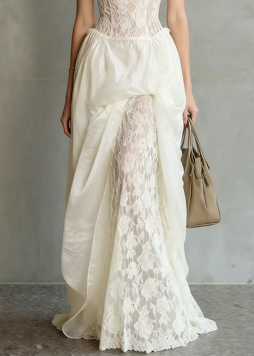 Bohemian White V Neck Lace Patchwork Spaghetti Strap Dress Sleeveless