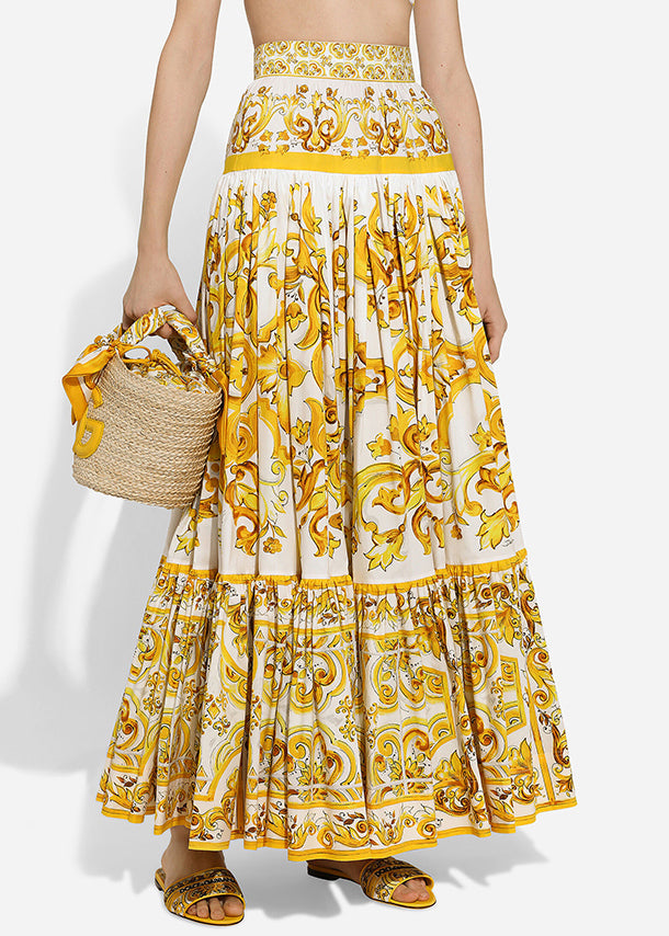 Bohemian Yellow Print Tank And Skirts Cotton Two Pieces Set Sleeveless