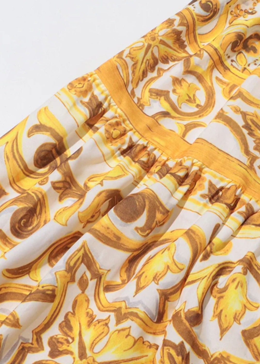 Bohemian Yellow Print Tank And Skirts Cotton Two Pieces Set Sleeveless