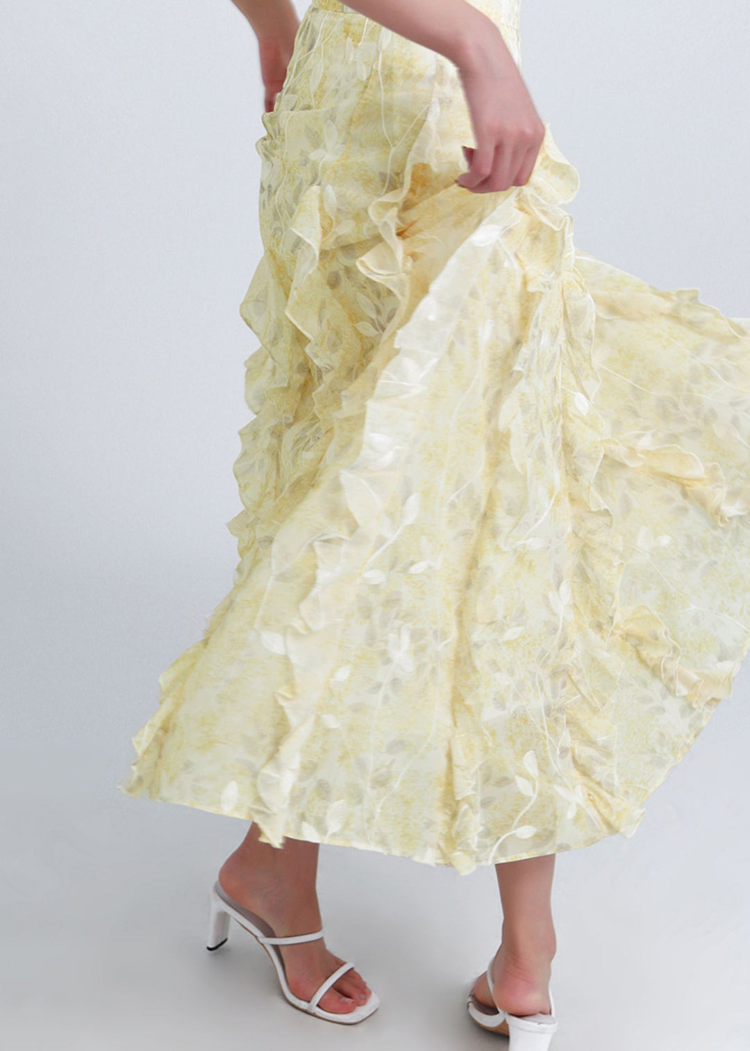Bohemian Yellow Ruffled Original Design Chiffon Skirt Summer