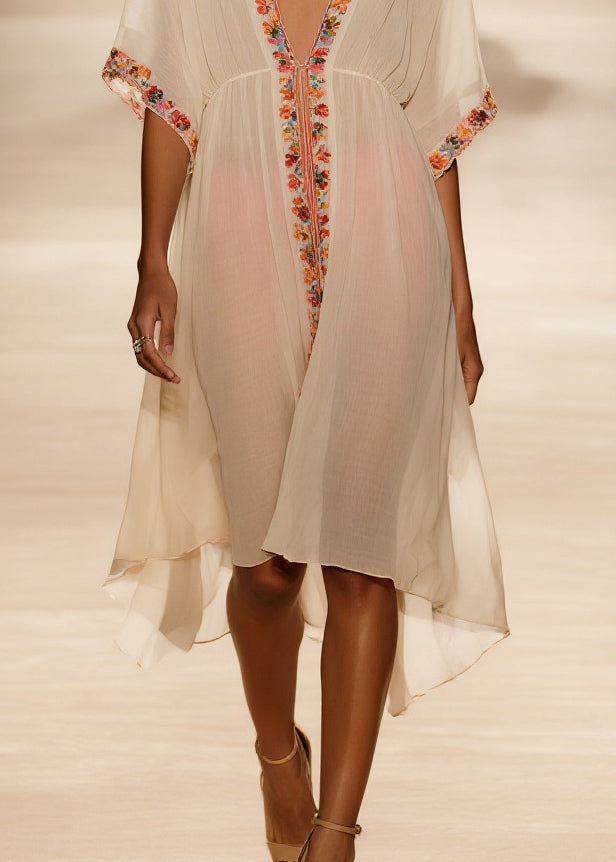 Boho Apricot Oversized Floral Cotton UPF 50+ Cardigans Summer