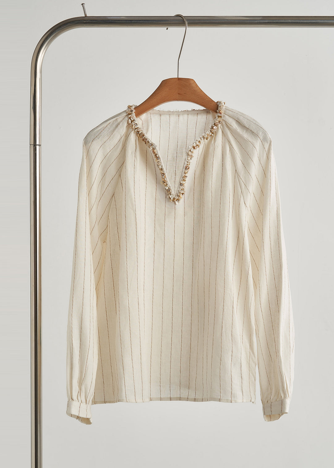 Boho Beige V Neck Striped Two Piece Set Outfits Fall