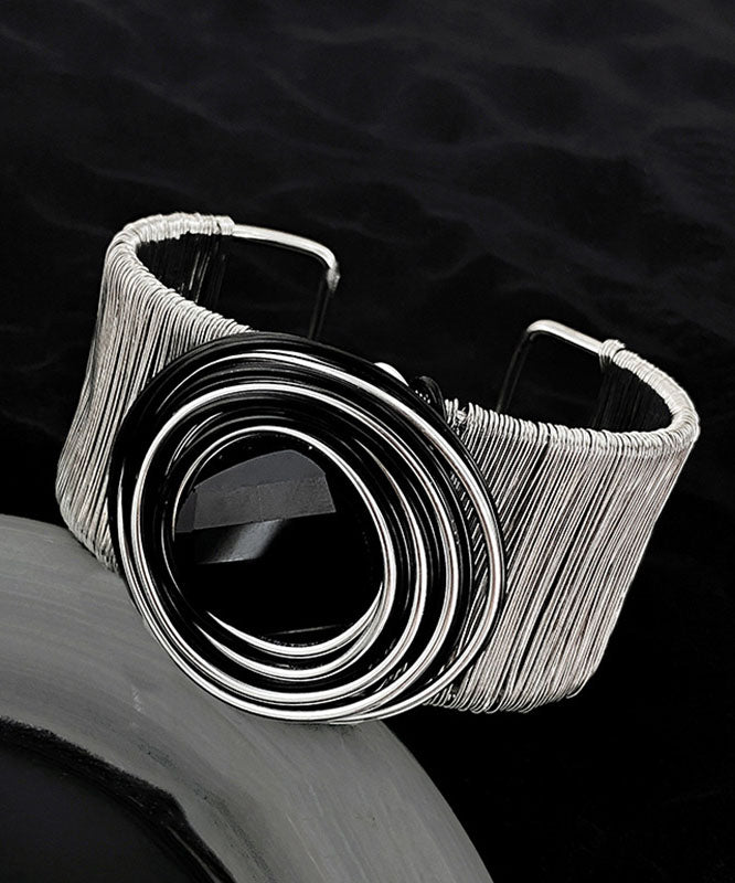 Boho Black Alloy Resin Layered Wrap Cuff