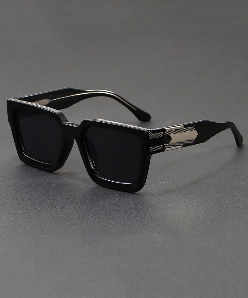 Boho Black Grey Resin Blue Square Light Blocking Sunglasses