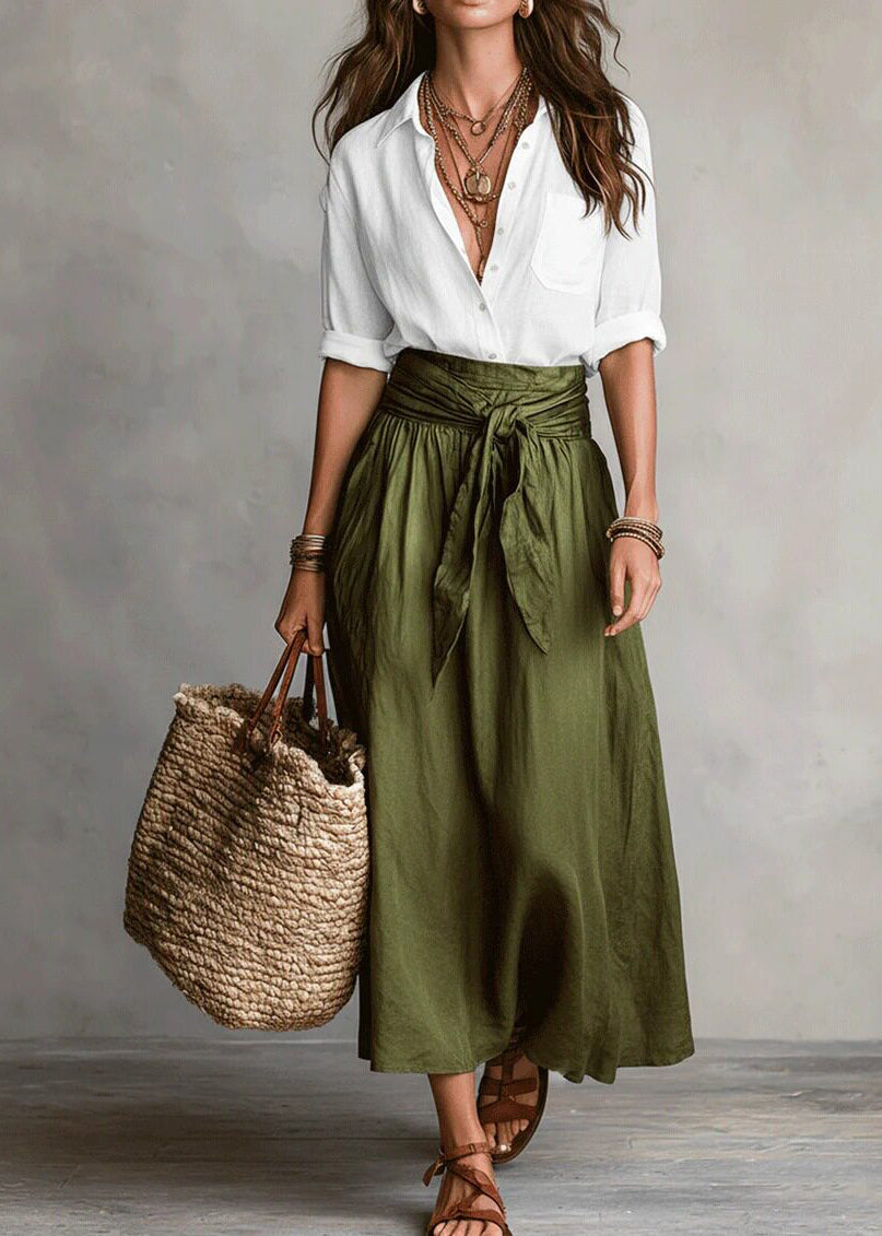Boho Black Patchwork Shirts And Maxi Skirts Two Piece Set Long Sleeve