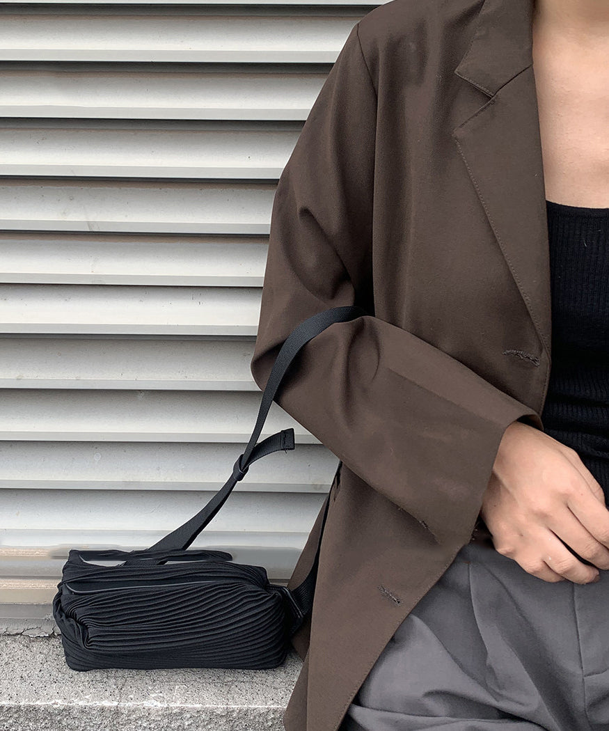 Boho Black Wrinkled Solid Durable Faux Leather Mini Bag