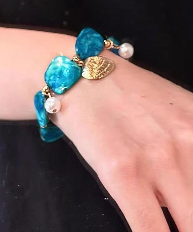 Boho Blue Alloy Asymmetrical Shell Holiday Charm Bracelet