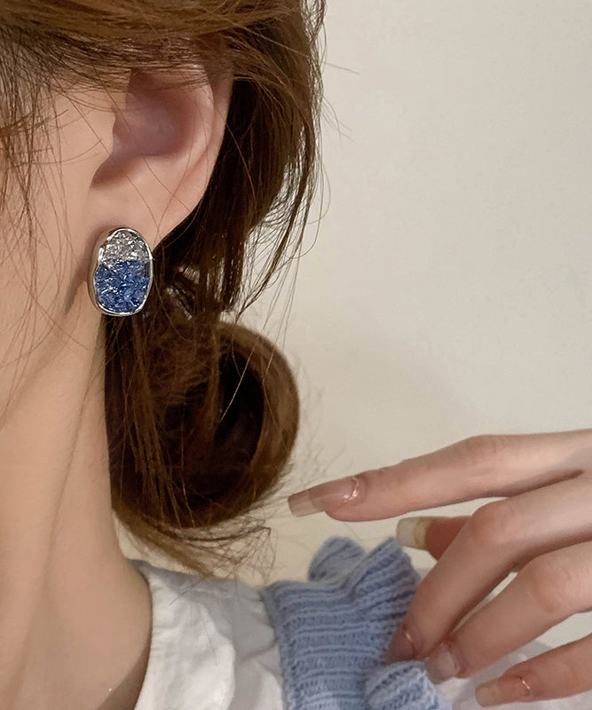 Boho Blue Alloy Zircon Crystal Stud Earring