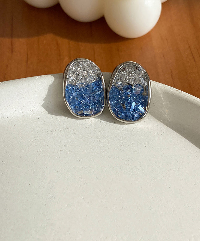 Boho Blue Alloy Zircon Crystal Stud Earring