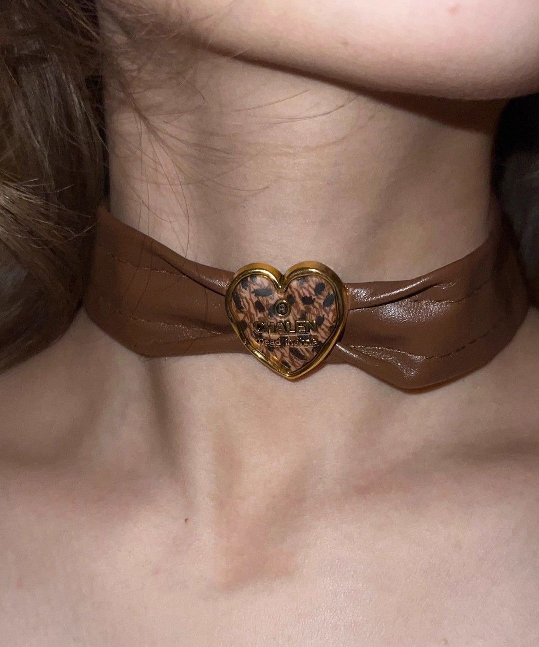 Boho Brown Leather Patchwork Love Choker