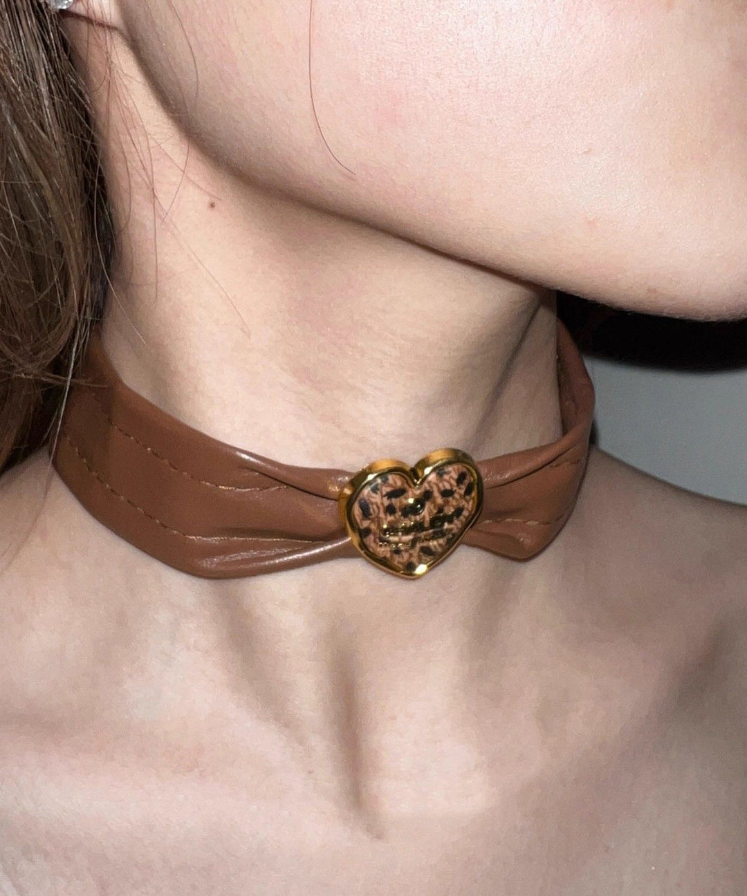 Boho Brown Leather Patchwork Love Choker