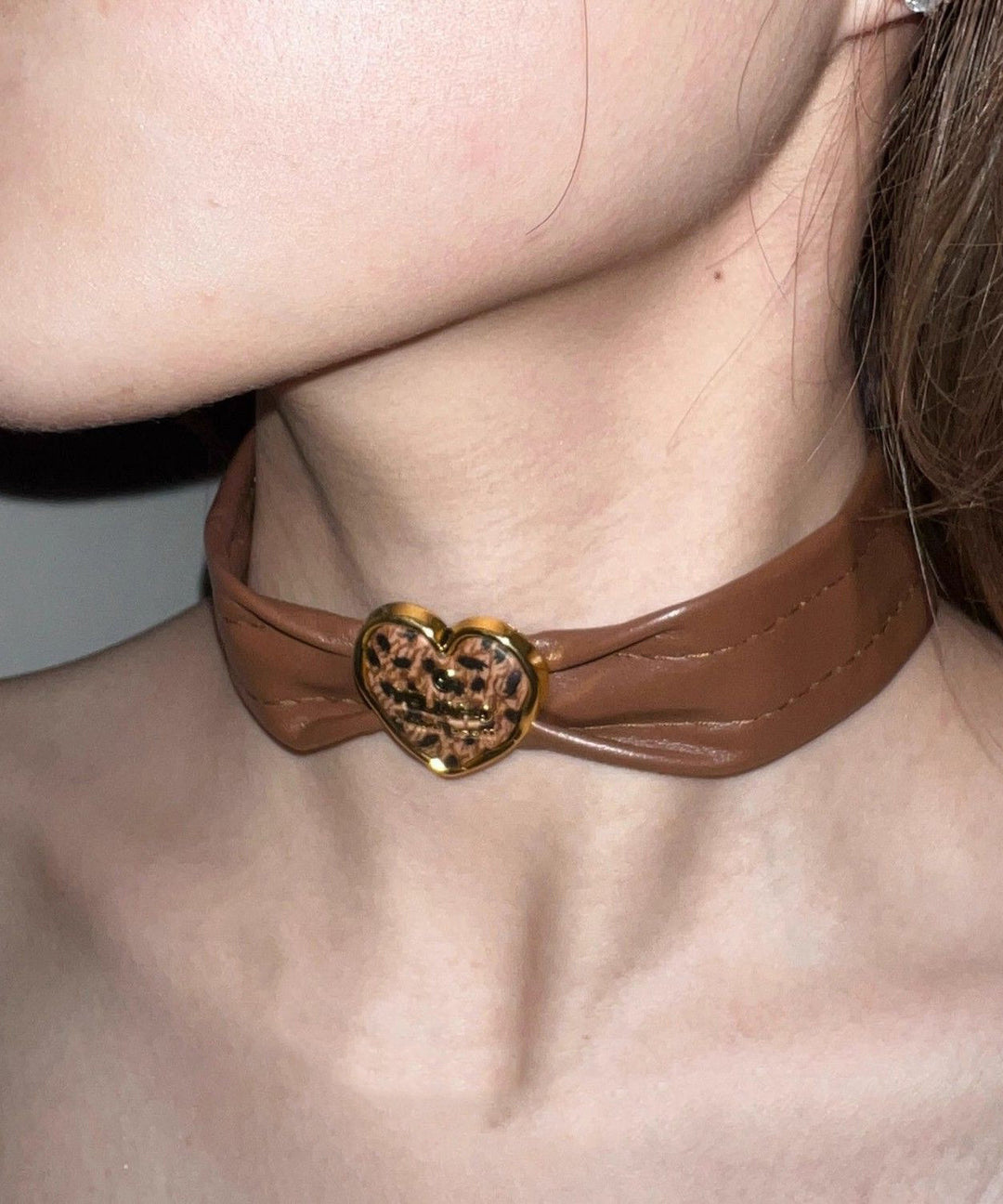Boho Brown Leather Patchwork Love Choker