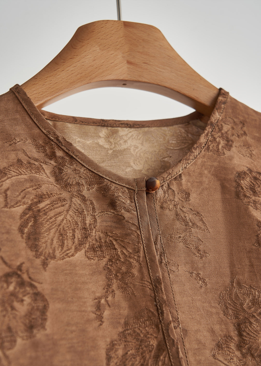 Boho Brown Oversized Jacquard Silk Coat Outwear Fall