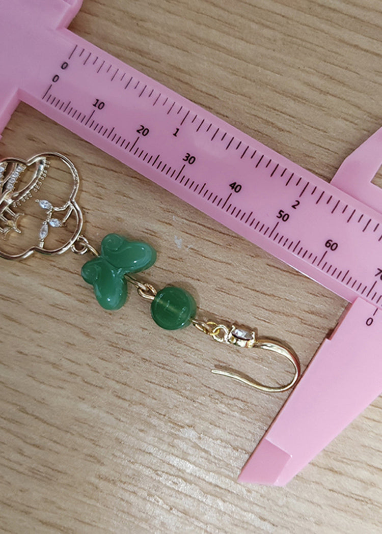 Boho Butterfly Jade Collocation 14K Gold Drop Earrings - Omychic