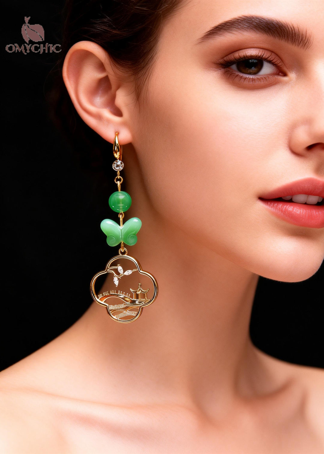 Boho Butterfly Jade Hollow Out Long Drop Earrings