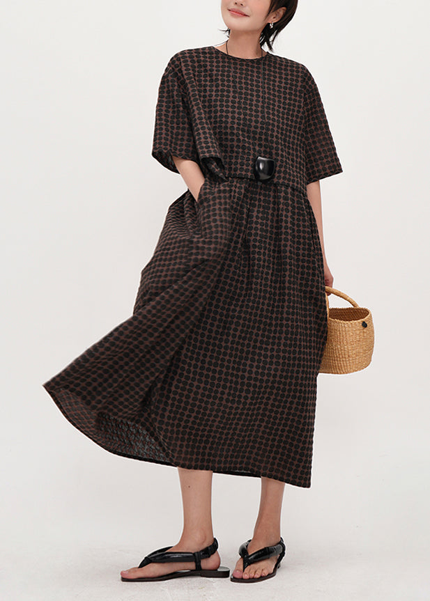 Boho Chocolate Print Cotton Long Dress Summer