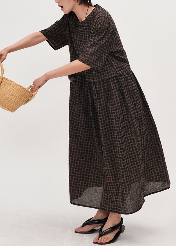 Boho Chocolate Print Cotton Long Dress Summer