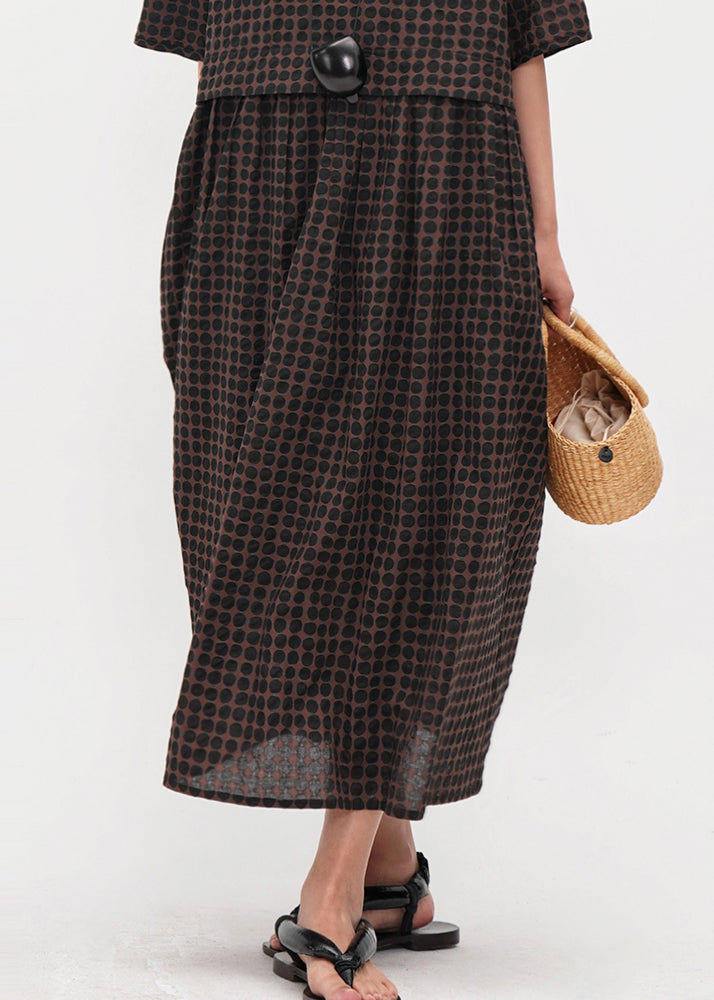 Boho Chocolate Print Cotton Long Dress Summer