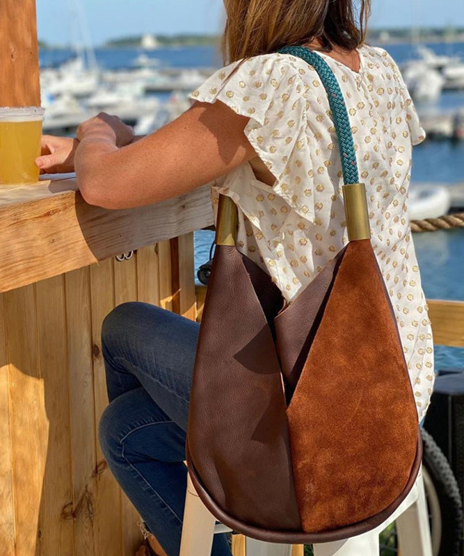 Boho Colorblock Asymmetrical Patchwork Faux Leather Shoulder Bags