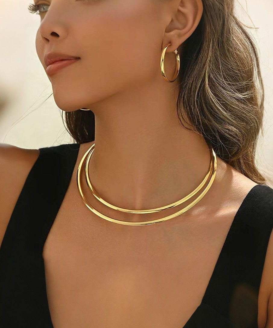 Boho Copper Alloy Hoop Earrings And Choker Two-Piece Set