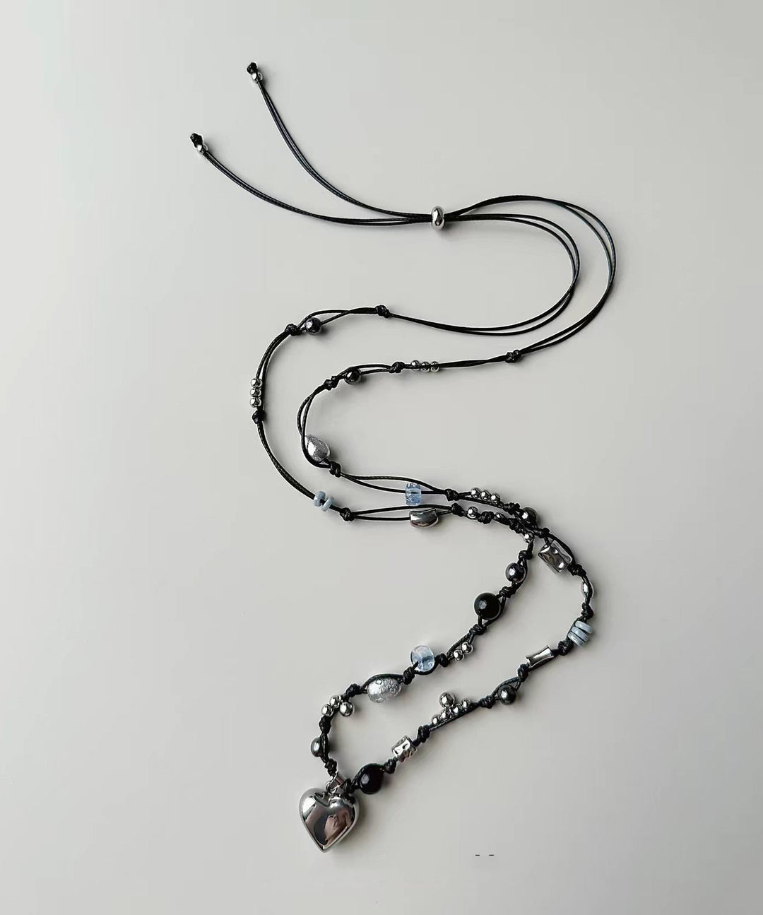 Boho Czech Glass Titanium Steel Heart Pendant Necklace