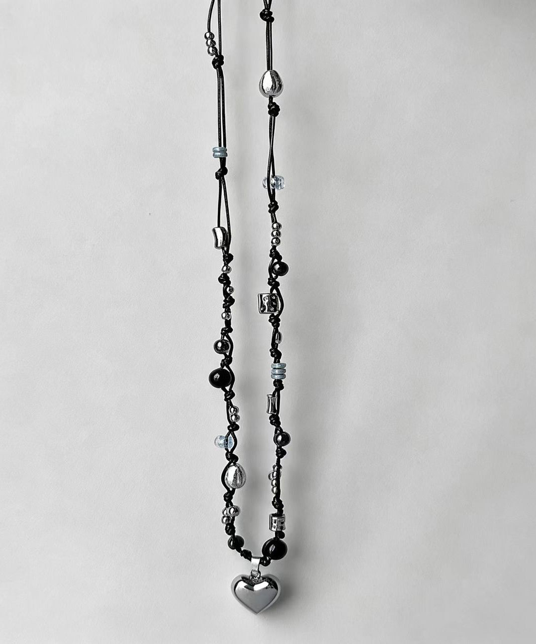 Boho Czech Glass Titanium Steel Heart Pendant Necklace