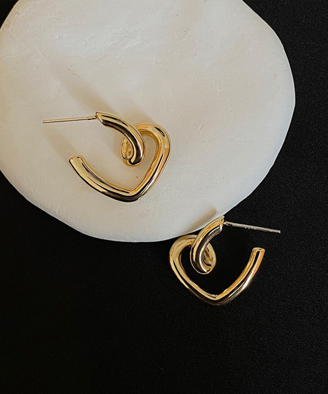 Boho Gold Alloy Love Hoop Earrings