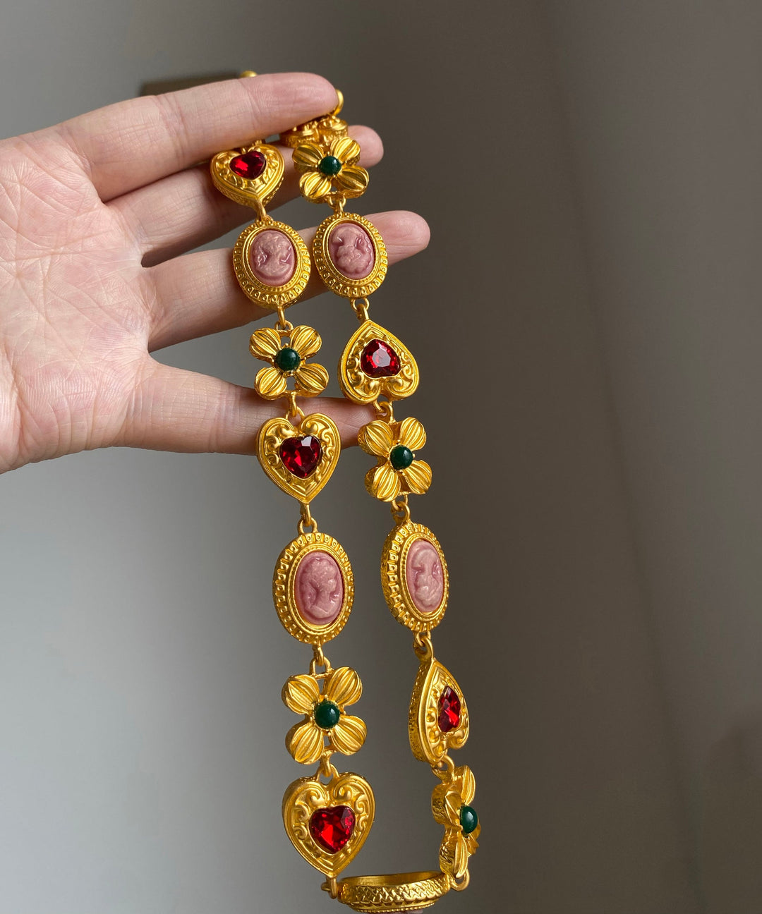 Boho Gold Alloy Zircon Floral Love Princess Necklace