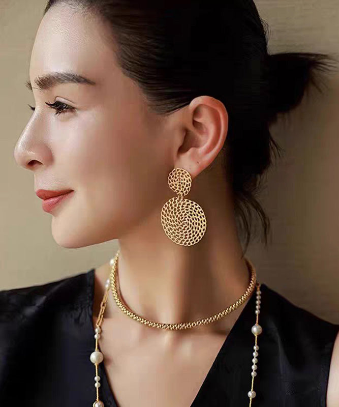 Boho Gold Copper Overgild Hollow Out Hoop Earrings