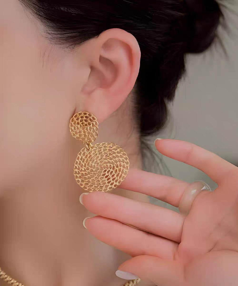 Boho Gold Copper Overgild Hollow Out Hoop Earrings