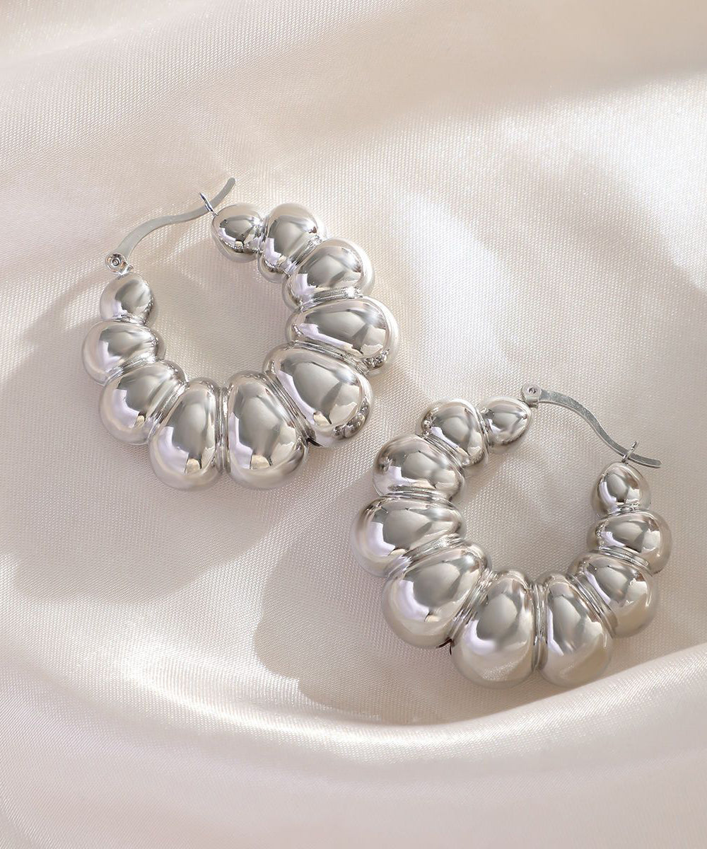 Boho Gold Metal Alloy Fried Dough Twist Croissant Hoop Earrings